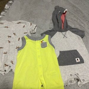 Carter's Gray and Neon Yellow Bodysuit Set